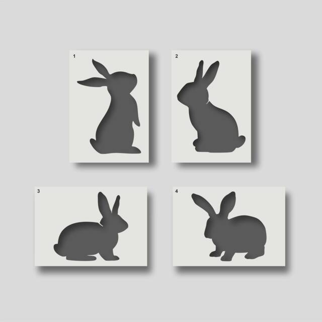 Reusable Rabbit Stencils For Home Decor, Wall Art, Painting, Arts & Craft, Various Design & Size Options - A6, A5, A4, A3, A2. Group 1 - image 1