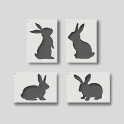 Reusable Rabbit Stencils For Home Decor, Wall Art, Painting, Arts & Craft, Various Design & Size Options - A6, A5, A4, A3, A2. Group 1 - thumbnail 1