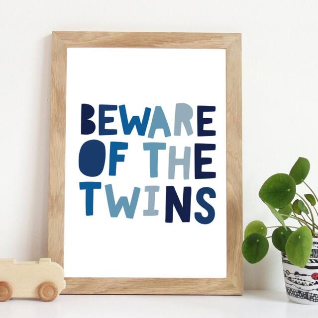 Beware Of The Twins Print, Brothers Prints, Wall Art, Boys Nursery Bedroom Decor, Playroom Art - image 1