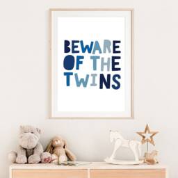 Beware Of The Twins Print, Brothers Prints, Wall Art, Boys Nursery Bedroom Decor, Playroom Art - thumbnail 2