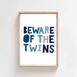 Beware Of The Twins Print, Brothers Prints, Wall Art, Boys Nursery Bedroom Decor, Playroom Art - thumbnail 3
