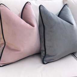 Slate Grey Velvet Cushion Cover - Custom Throw Pillow - thumbnail 3