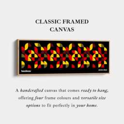 Black Bauhaus Geometric Wall Art Horizontal Retro Canvas Print in Red & Yellow For Bedroom Office Or Hallway Long Decor - thumbnail 3