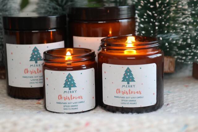 Handmade Christmas Soy Wax Candle, Holiday Scented - image 1