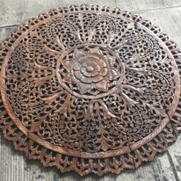 Large White Round Queen Headboard, Queen Headboard, Boho Headboard, Mandala Wood Wall Art Hanging Panels, Teak Panel 60 - thumbnail 3
