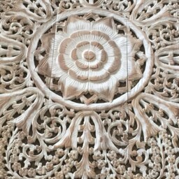 Large White Round Queen Headboard, Queen Headboard, Boho Headboard, Mandala Wood Wall Art Hanging Panels, Teak Panel 60 - thumbnail 2