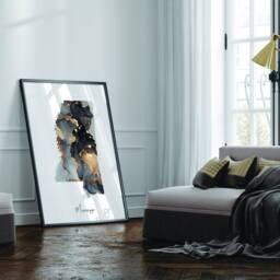 Mississippi Map Black & Gold Wall Art Print Us State - Usa United States Of America - thumbnail 2