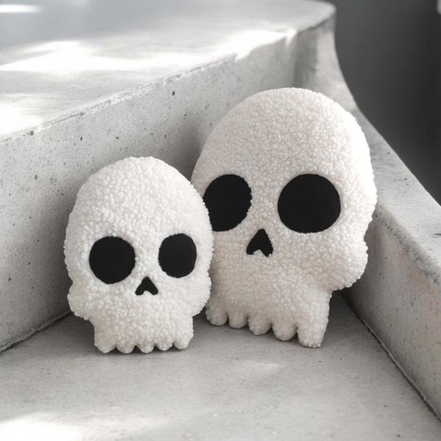 Teddy Fabric Skull Pillow Halloween Plush Cushion - image 1