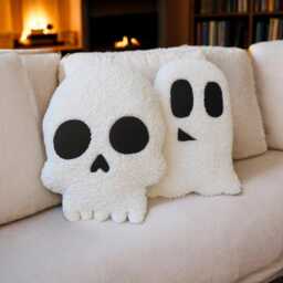 Teddy Fabric Skull Pillow Halloween Plush Cushion - thumbnail 2