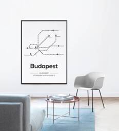 Budapest Subway Map, Travel Print, Minimalistic Poster, Scandinavian Poster - Home Decoration Wall Art Mdrn Home - thumbnail 1