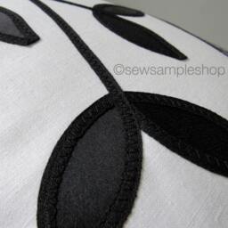 "Decorative Black & White Pillow Cover, Modern Silk Sprouts & Leaves Cushion Cover 16""x16" - thumbnail 2
