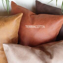 Dark Brown Faux Leather Pillow Cover Zen Scandinavian Decor - thumbnail 4