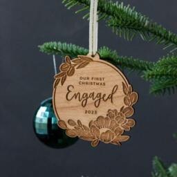 Our First Christmas Engaged Ornament 2026 [Wood Ornament, Personalized Gifts, Custom Message, Christmas, Holiday Decor, Stocking Stuffers]
