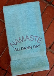 Namaste All Day Gym Towel Yogi Gift, Embroidered Sweat Towel - 16x26