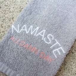 Namaste All Day Gym Towel Yogi Gift, Embroidered Sweat Towel - 16x26 - thumbnail 2