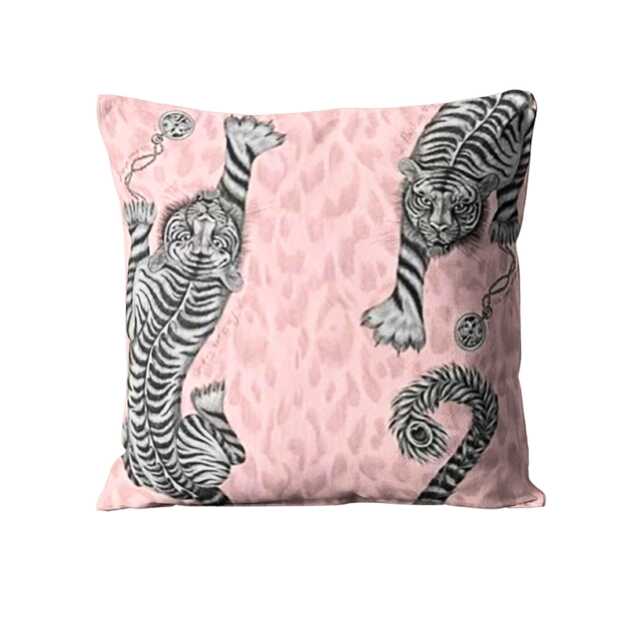 Clarke & Clarke, Pink Black Tigers, Satin Cotton Cushion Cover, Throw Pillow Home Decor 14 X Inches - image 1