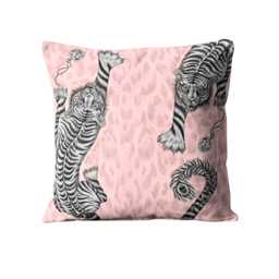 Clarke & Clarke, Pink Black Tigers, Satin Cotton Cushion Cover, Throw Pillow Home Decor 14 X Inches