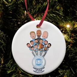 City Treble Winners 2023 Christmas Tree Decoration Bauble Ceramic Man Manchester - thumbnail 2