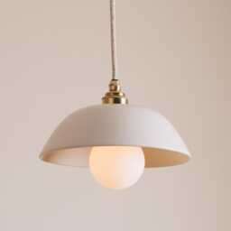 White Small Dusk Ceramic Lamp Shade & Pendant Set