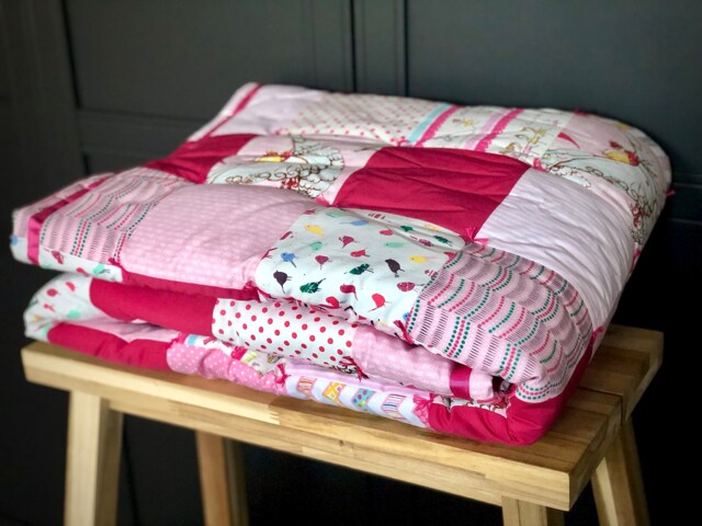 Handmade Traditional Patchwork Girls Hot Pink Fairy Swan Single Bed Quilt Playmat Newborn Nursery Blanket Birth Christening Gift - image 1