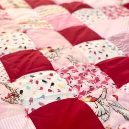 Handmade Traditional Patchwork Girls Hot Pink Fairy Swan Single Bed Quilt Playmat Newborn Nursery Blanket Birth Christening Gift - thumbnail 2