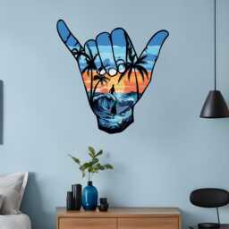 Shaka Sign Surfing Hawaii Tropical Wall Sticker Decal Mural Poster Self-Adhesive Removable Room, Home, Office Decor 1308 - thumbnail 2