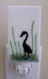 Fused Glass Night Light Heron On White