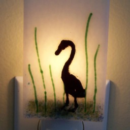 Fused Glass Night Light Heron On White - thumbnail 2