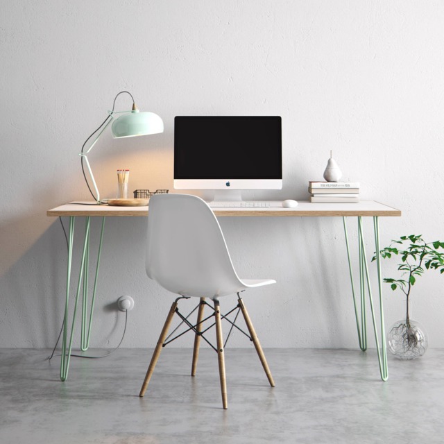 Hairpin Desk & Dining Table - White Formica Birch Plywood & Our Best Selling Pins All Sizes - image 1