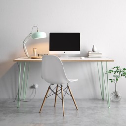 Hairpin Desk & Dining Table - White Formica Birch Plywood & Our Best Selling Pins All Sizes