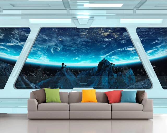 Sci-Fi Photo Modern Art Removable Wallpaper Wall Mural Futuristic Spaceship Fantastic Starship Interior Self-Adhesive Large Wallpape - image 1