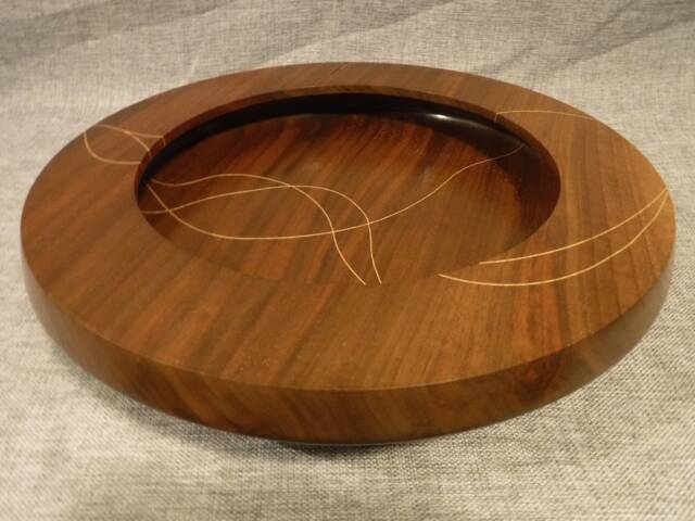 Inlaid Black Walnut Pedestal Bowl With Maple - image 1