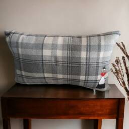 Embroidered Cushions With Welsh Motifs, Lady, Miners Lamp, Daffodils, Puffin - thumbnail 2