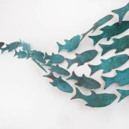 Metal Fish Wall Sculpture, Shoal & Algae, Copper Aluminum Art - thumbnail 4