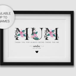 Personalized Floral Mum Print, Children's Names, Mother's Day Gift - Digital Available - thumbnail 2