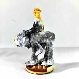 Midnight Cowboy Sculpture Handmade Paper Clay Art Object - thumbnail 2