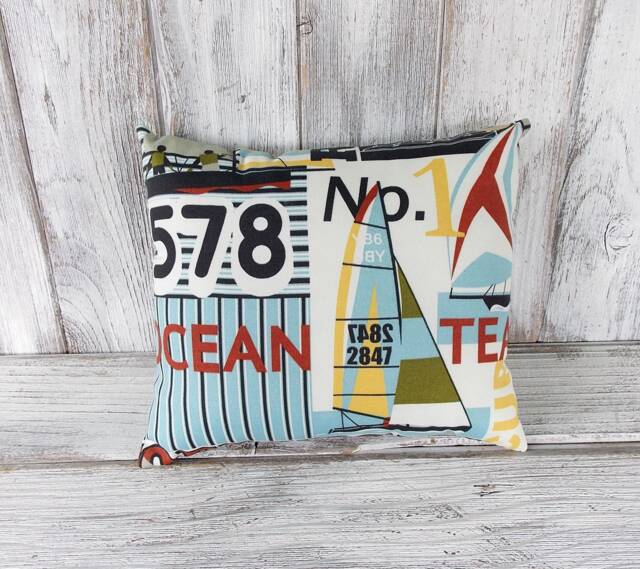 Pillow Cushion Stuffed Throw Sailing Racing Black Red White Home Decor - image 1
