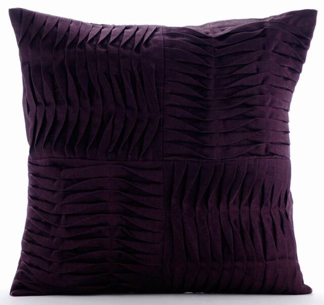 "Cotton Linen Dark Plum Purple Throw Pillow Cover 16""x16" - image 1
