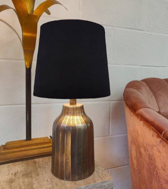 Black French Drum Lampshade in Velvet - Choice Of Lining - image 1