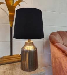 Black French Drum Lampshade in Velvet - Choice Of Lining - thumbnail 1