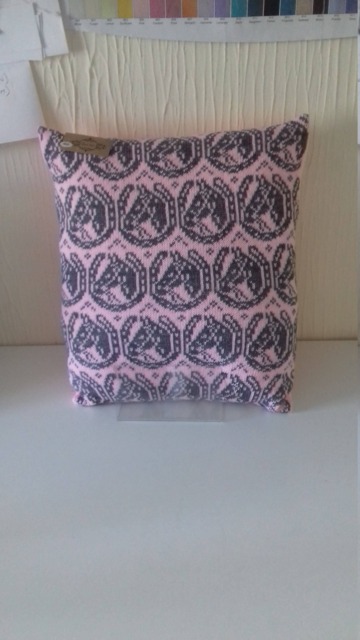 Handmade Cushion Cover Depicting A Horses Head Surrounded By Horse Shoe, Comes Complete With Infill