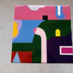 Resin Art Side Table Colorful Abstract Wood Coffee Table - thumbnail 4