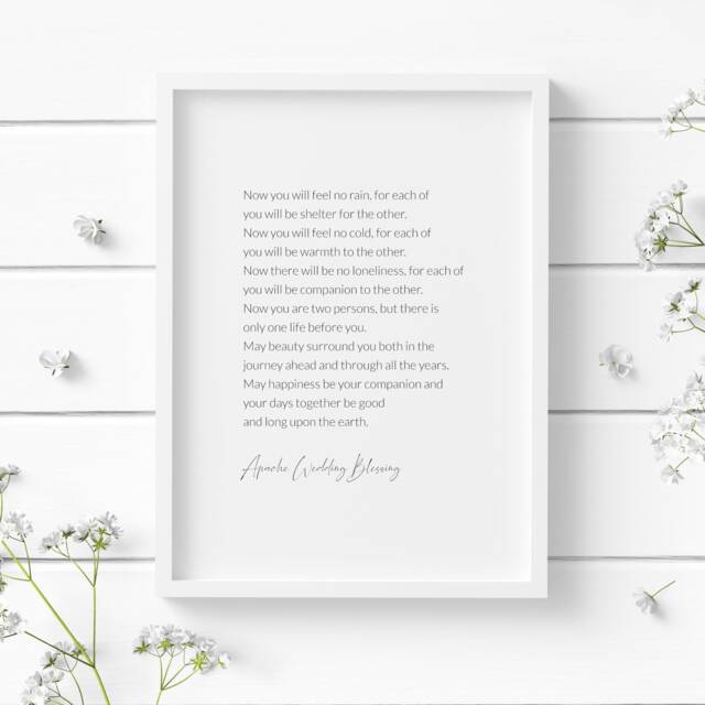 Apache Wedding Blessing Print - Native American Marriage Poem Romantic Wall Art First Anniversary Gift Unframed - image 1
