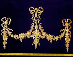 Large French Floral Louis Xvi Style Decorative Wall Furniture Applique Moulding Pedimen Gold Gilt Or White Plastic Decoration - thumbnail 1