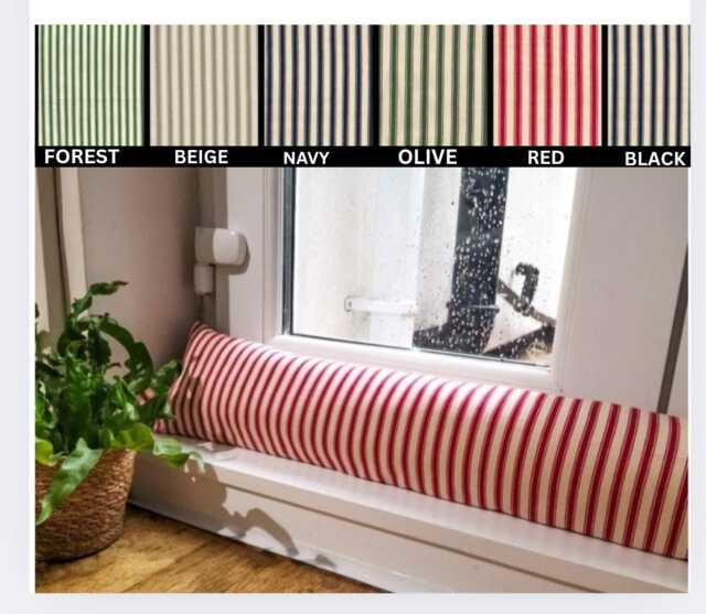 Weighted Draught Excluder Striped Cotton Draft Stopper, Custom Length - image 1