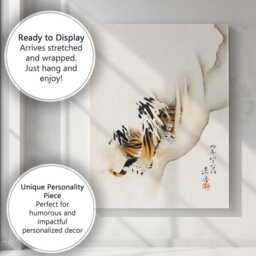Japanese Sumi E Tiger Minimalist Ink Wash Painting Canvas Wall Art Print Decor Picture Ready To Hang - thumbnail 3