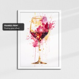 Luxury Style Wine Glass Beverage Watercolor Drink Painting Framed Poster Print & Canvas Wall Decor Art Bedroom Home Interior Bar Gift - thumbnail 3