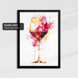 Luxury Style Wine Glass Beverage Watercolor Drink Painting Framed Poster Print & Canvas Wall Decor Art Bedroom Home Interior Bar Gift - thumbnail 2