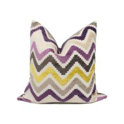 Romo - Marlow Mulberry Plush Colourful Zig Zag Chevron Chenille Velvet Cushion Cover Handmade Throw Pillow Designer Home D??cor - thumbnail 1