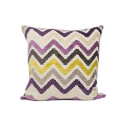 Romo - Marlow Mulberry Plush Colourful Zig Zag Chevron Chenille Velvet Cushion Cover Handmade Throw Pillow Designer Home D??cor - thumbnail 2